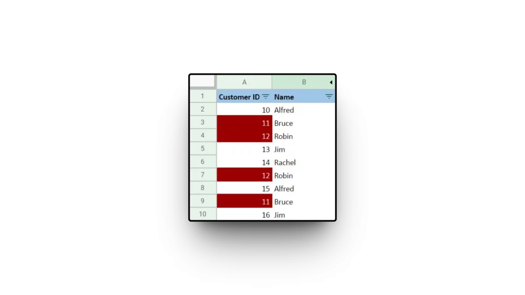 Find a cell with duplicate contents in a column