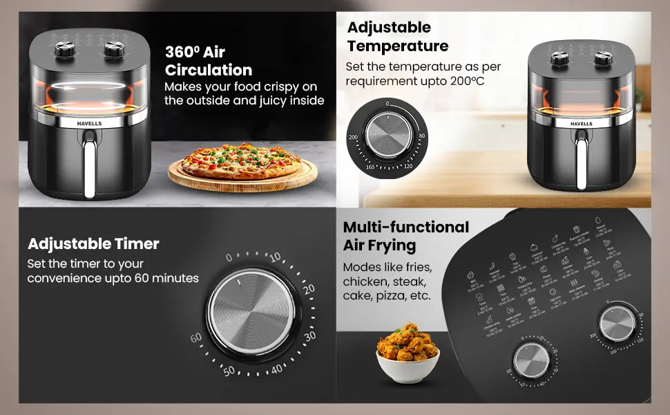 Havells Prolife Stellar Chef Air Fryer - Best 5.5L Air Fryer with See-Through Window