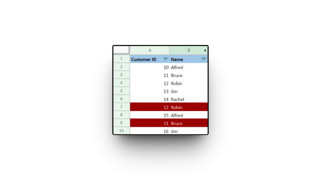 Highlighting subsequent duplicate rows